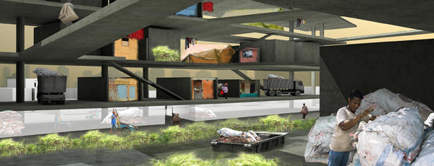 stacked kampung / along river solution