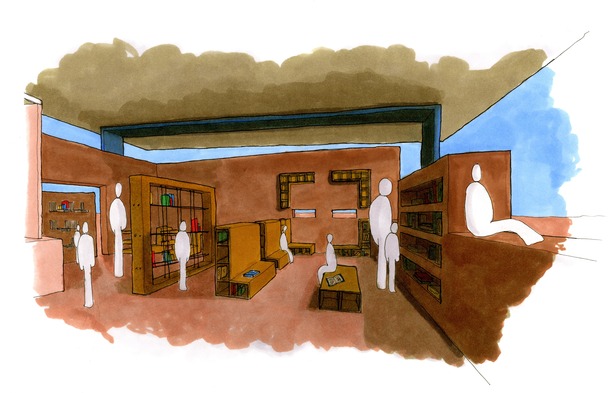 Perspective of my library design for the school