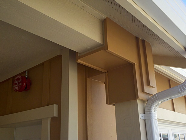 We let Harvey run wild with his column carpentry detailing. Each house has its own unique column detailing developed on-site by a volunteer who understood how each home should be special in it's own way. 