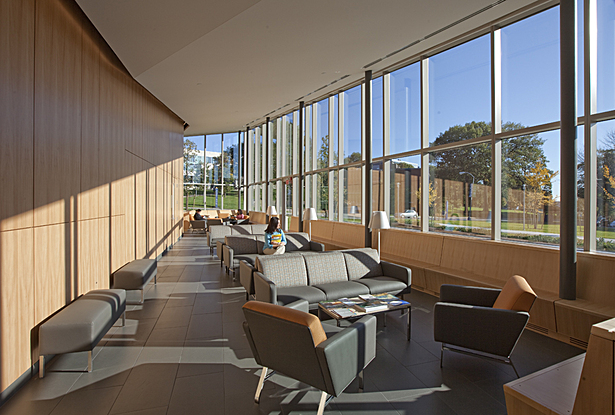 First waiting area with panoramic views of the campus