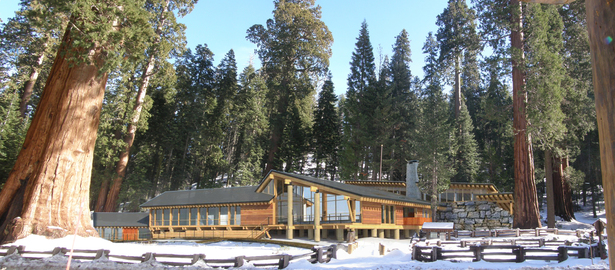Exterior elevation, from road.