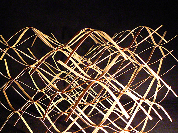Sculpture, wood veneer, sine waves