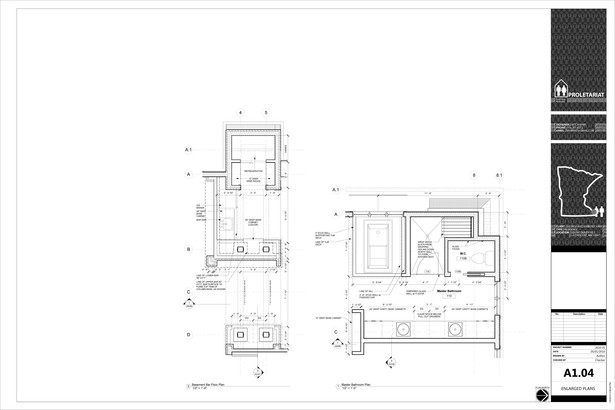 Karr Residence. Construction Drawings. Enlarged Floor Plans.