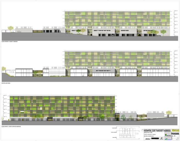 Northwest and Southeast elevations and longitudinal section