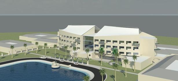 The roof design conceals equipment and uses photovoltaics for electrical generation.