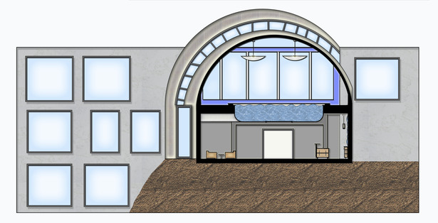 Section drawn in CAD rendered in Photoshop