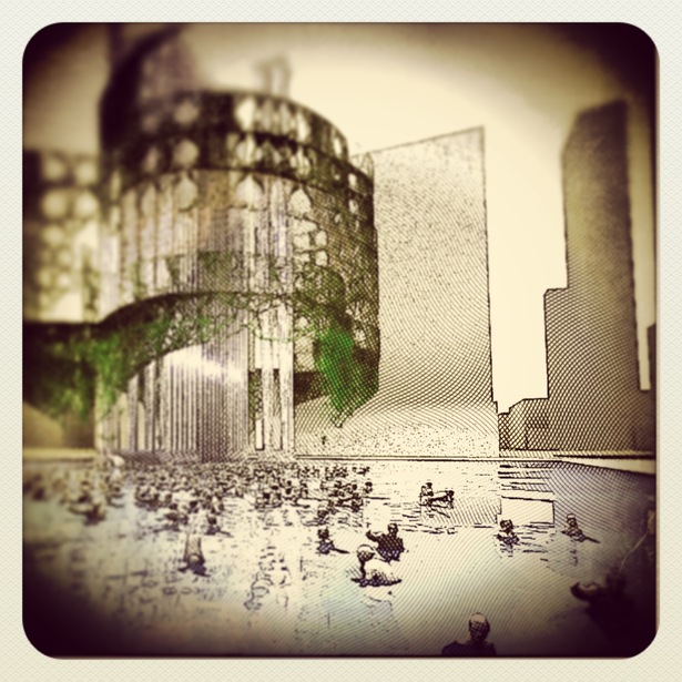 Polar bear club practicing at topiary garden's natatorium for New Year's Day 2013.