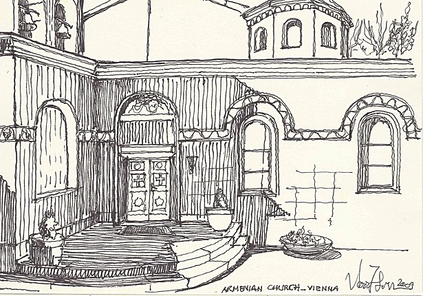 court yard of a church 