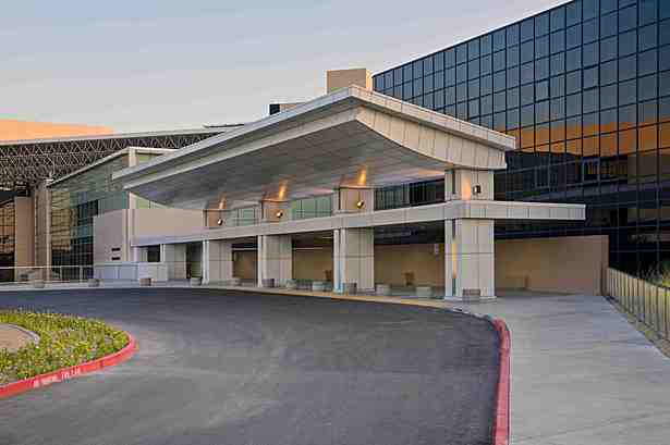 Main entry canopy and auto court