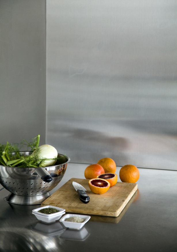 Stainless steel counter detail