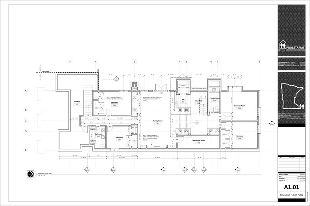 Karr Residence. Construction Drawings. Basement.