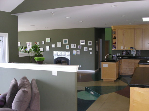 Breakfast (behind low wall) looking to Kitchen/Family Room