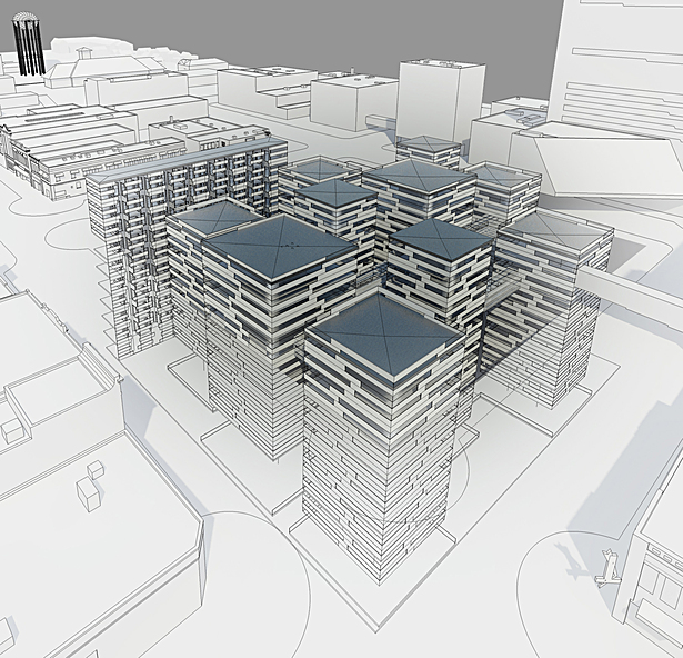 Southeast corner aerial perspective