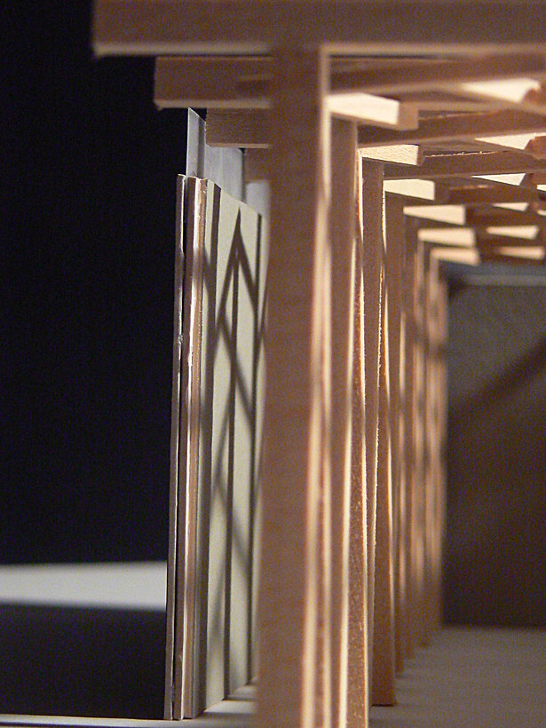 Shadow play on columns and wall