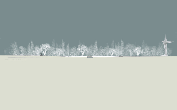 Water & vista garden section-elevation