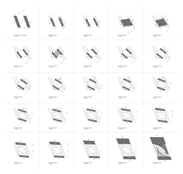 Sections through Ruled Surface Shear Walls