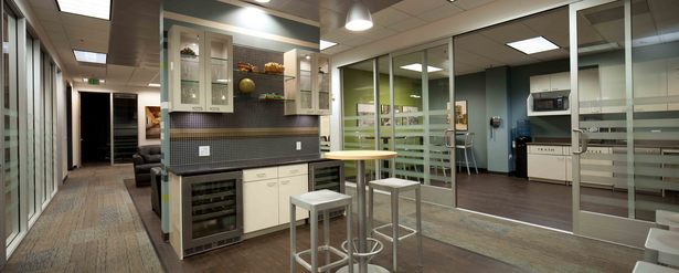 Wine bar with break room beyond.