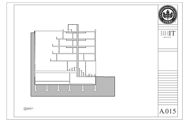 Section Looking East (Grey Water System and Courtyard)