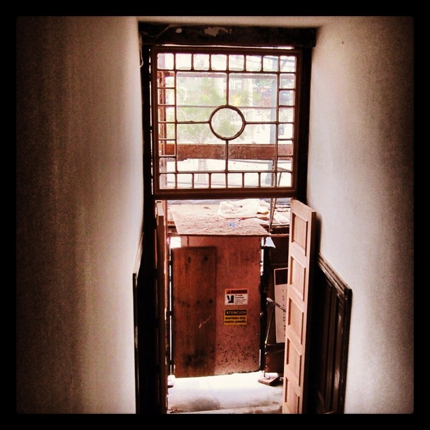 entry door reconstructed from period photographs