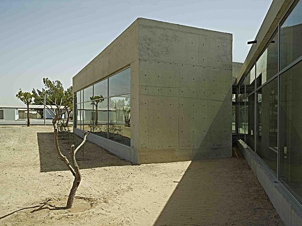 Exterior shot of glazed North facade