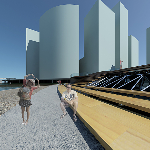 The sun always shines on the dams Northern edge where Chicago's newest beach is located.
