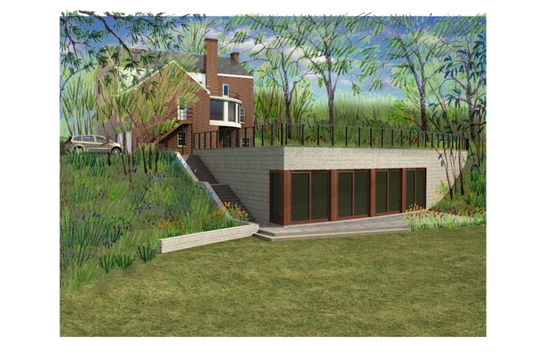 Proposed Pool House, looking south