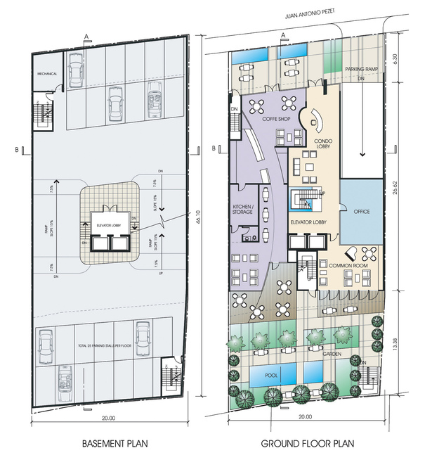 GROUND FLOOR AND BASEMENT PLANS