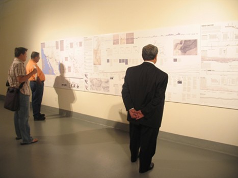 Info-graphic wall at Installation; image via Rubin Center for the Visual Arts, UTEP