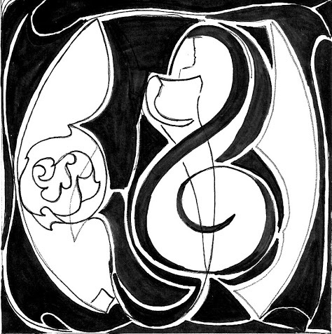 Contrasted abstract assignment showing hidden symbolism, pen and paper.