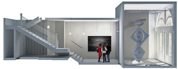 Section of full rear lobby due to linear form