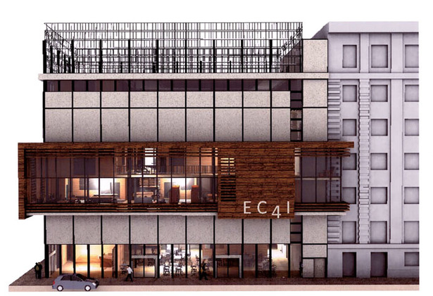 Everett Street Elevation - Rendered in Podium