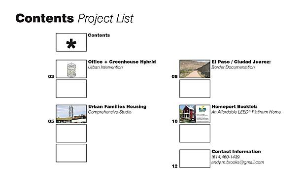 Contents - Work List