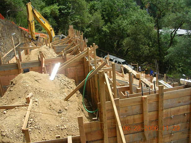 Fill wall under construction. 