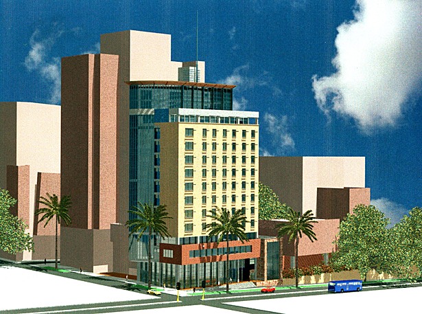 Front elevation of the office tower