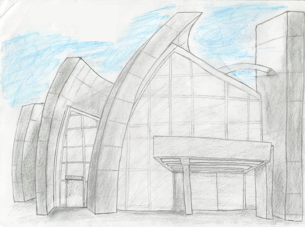 Drawing of Jubille Chruch by Richard Meier