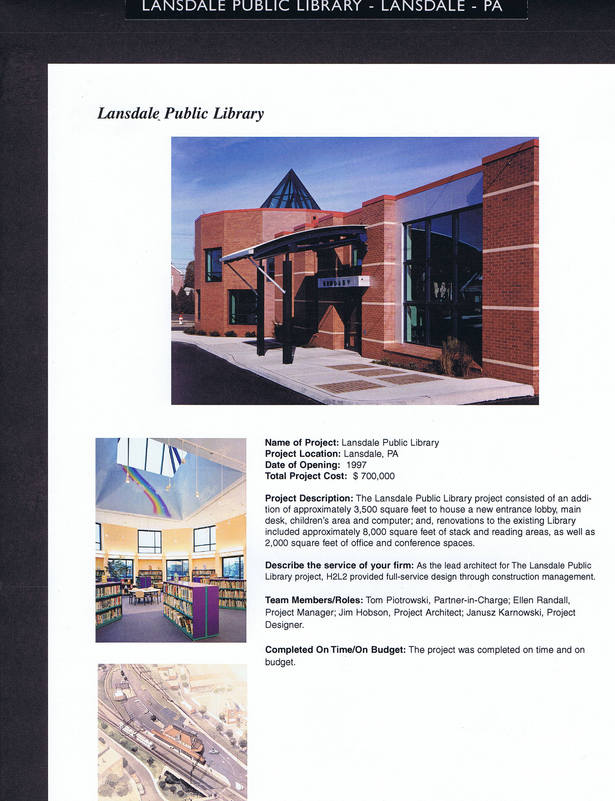 Photos of exterior of the building and interior of Children Area