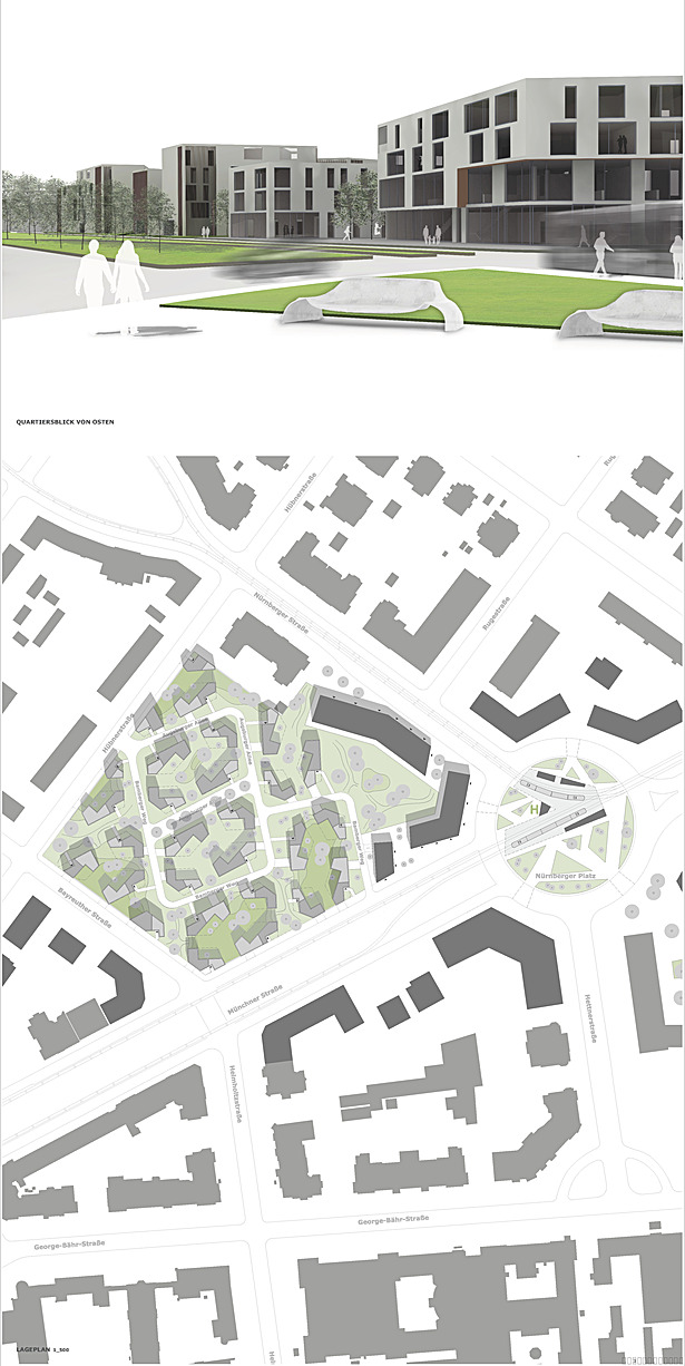 p3_group concept of the town houses and the perspective from the new public transport station facing the entry of the development