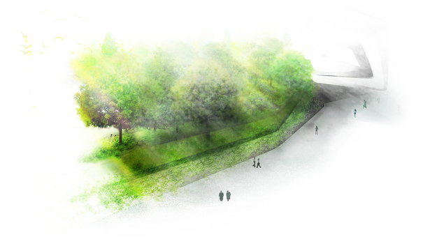 Eye Level Visualization. 3D Rhino Model by ZHA. Photoshop textures/atmosphere by me
