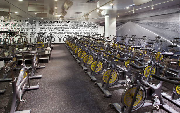 bike studio with custom branded stationary bikes
