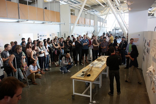 The Biodynamic Structures final review held in the CCA Nave was open to the public. Photo Credit: Andrew Kudless 