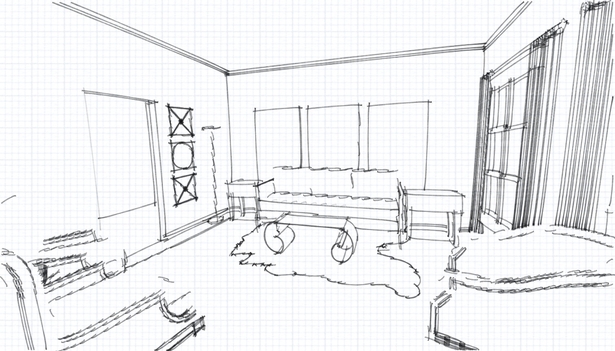 Quick Sketch of Living Room