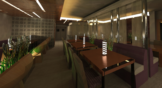 View of the cellar floor, the dinner area, and the lounge area.