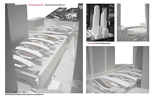 7-foot model of World Trade Center memorial and proposed transportation terminal. 