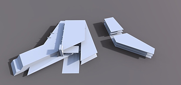 Rendering Phase 1: Initial massing compossition rendering.