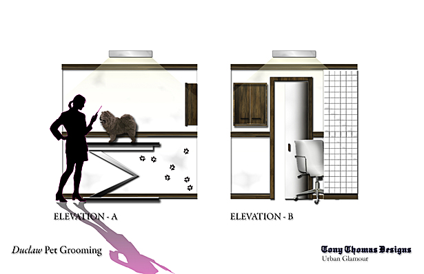 DUCLAW PET GROOMING - WORK TABLE AND ENTRY WALL
