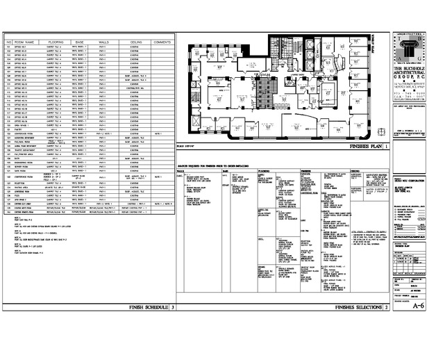 Finishes plan