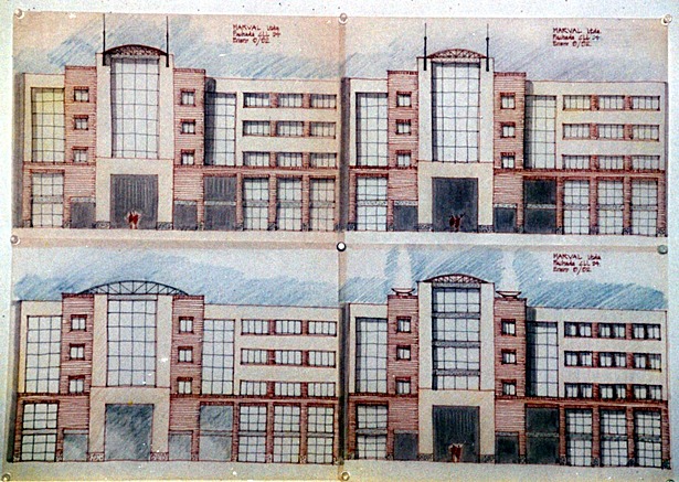 Early conceptual sketch of the low rise office
