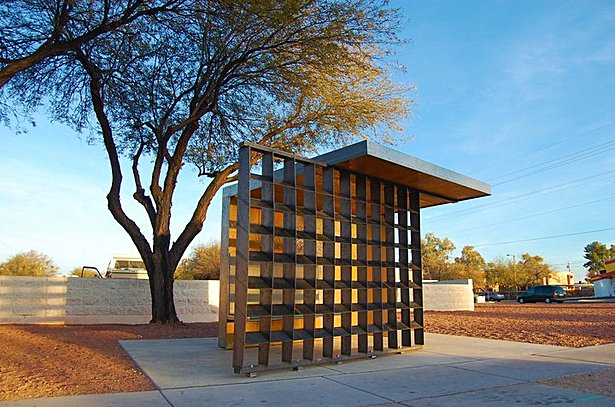 west-facing shelter / steel
