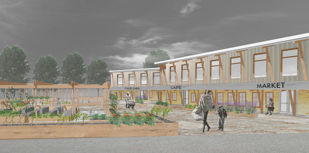 Site rendering - View into Site from Street