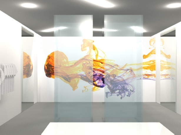 The facade showcases activity as customers explore and experiment. The logo on the facade changes color to reinforce the dynamic, limitless opportunities of Color Lab’s customization process. A feature video wall, demonstrating the release of dye in water denotes the concept of the dying process and provides spatial depth.